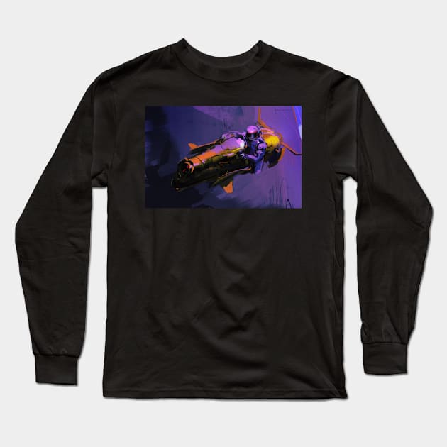 Hoverbike Long Sleeve T-Shirt by AlexJayBrady